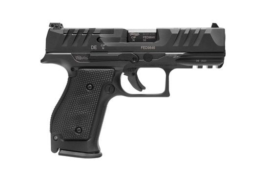 Compact, steel-framed 9mm pistol with optic ready slide.